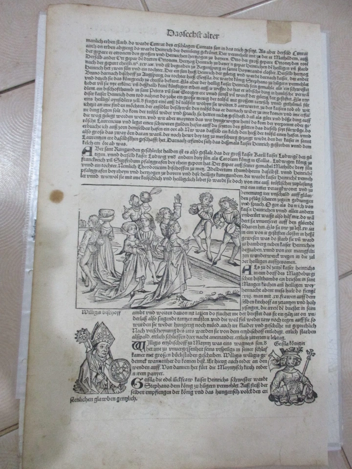 Incunábula 1493 de Hartmann Schedel, Núremberg, original, rey Carlomagno Foto 3 de 4