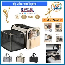 Soft Cat Carrier Airline Approved 25 Lb Expandable Travel Bag Beige