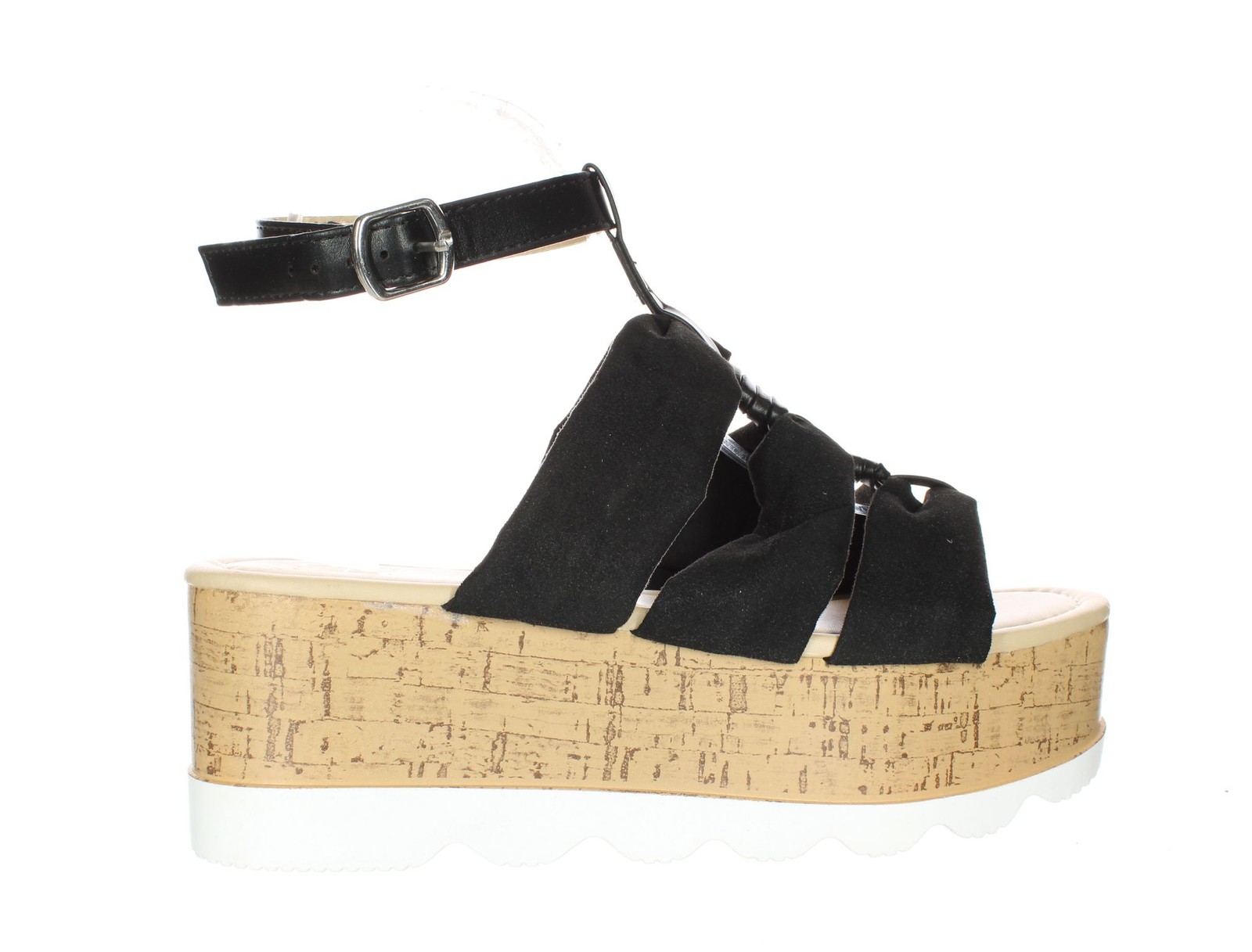 Yoki Womens Charlene-03 Black Ankle Strap Heels Size 8.5 (7734313)