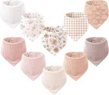 10 Pack Baby Muslin Bandana Bibs for Drooling and Teething