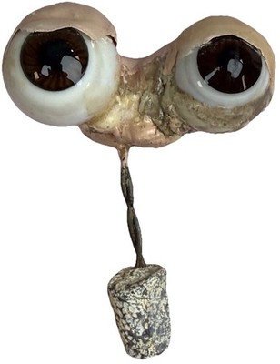 Antique Glass Brown Doll Eyes Assembly 2 Inch Mounted on Rocker 30mm