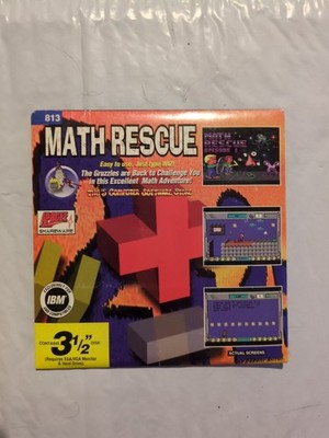 Vtg. IBM Software MATH RESCUE #813 Wiz 3- 1/2 FLOPPY DISK VINTAGE SEALED Game