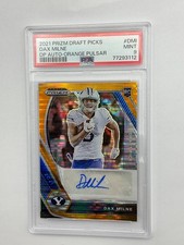 PSA 9 2021 Panini Prizm Draft Picks Collegiate Dax Milne Auto Orange Pulsar /49