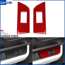 Red Carbon Fiber Rear Window Lift Switch Panel Cover Trim For Ford Edge 2011-14