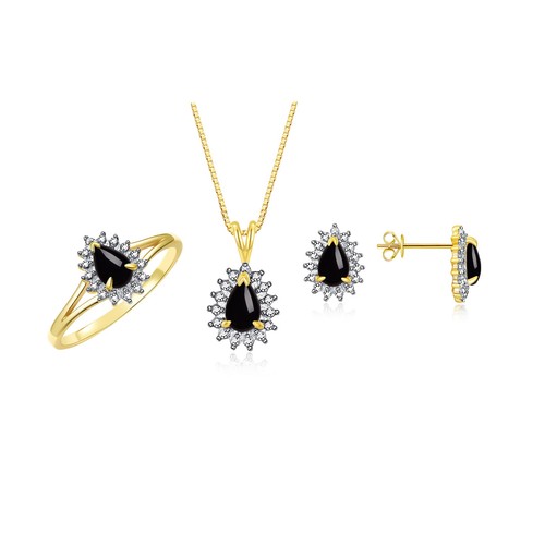 RYLOS 14K Yellow Gold Set: Ring, Earrings & Pendant, Gemstones & Diamonds 5-10 - Picture 12 of 27