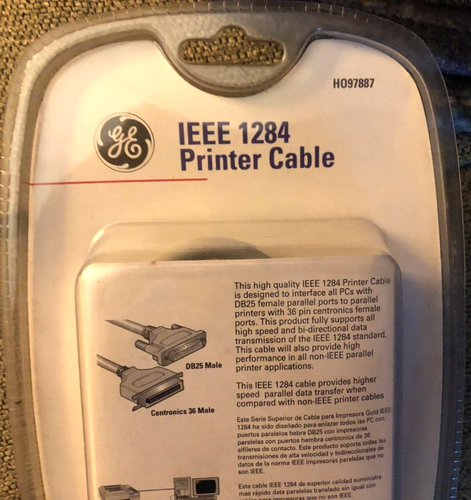 G.E. Printer Cable 6 foot - PC Compatible - New - Factory Sealed- IEEE 1284 Rare - Picture 6 of 7