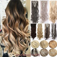 US Fast Ombre Clip In as Human Remy Hair Extensions 8Pcs Full Head 18 Clips nw25
