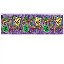 Mardi Gras Metallic Fringe Banner 48" x 14" Mardi Gras Party Wall Decorations