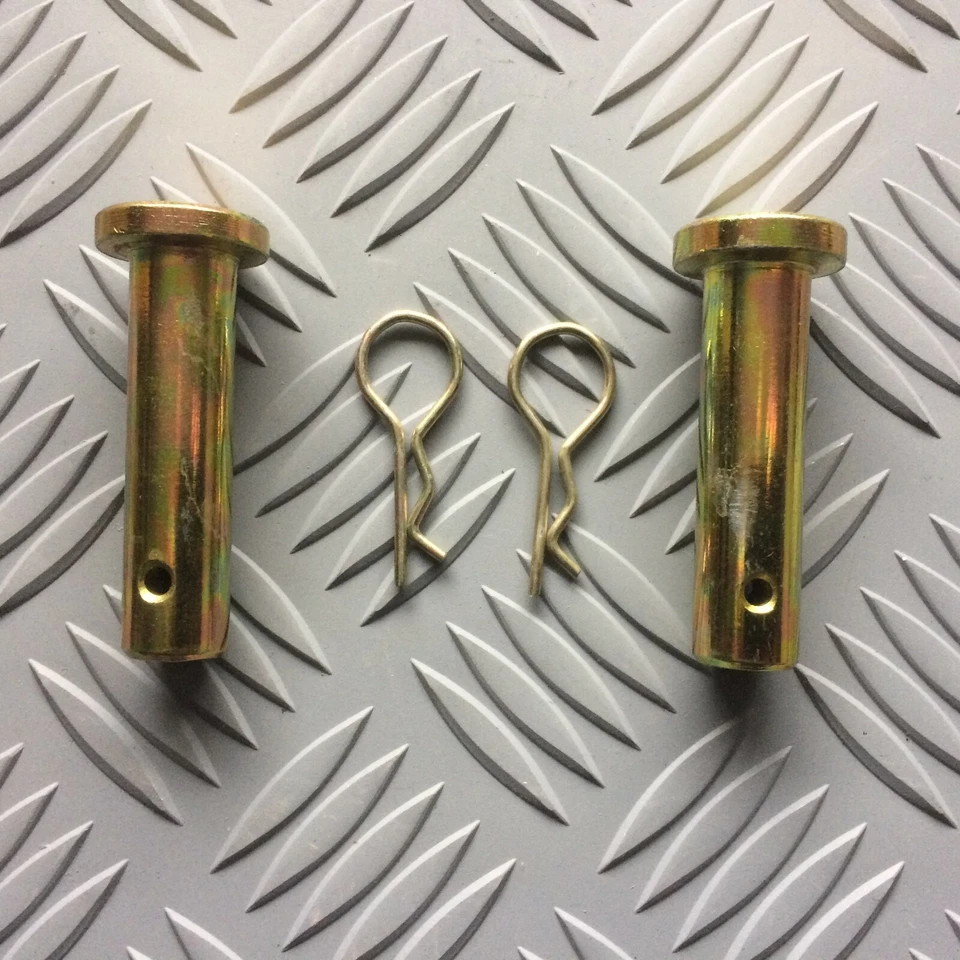 Tractor Clevis Pins 16mm Diameter, 46mm Useable Length, with R clips, x2