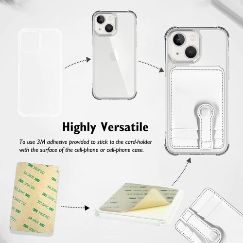 Slim Stick-On Phone Wallet with Elastic Magnetic Closure for iPhone 14.. (White) - Picture 7 of 9