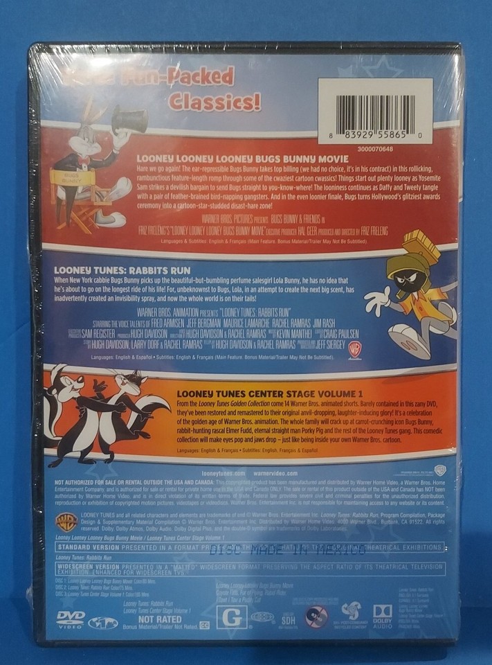 Looney Tunes Rabbits Run Bugs Bunny Movie Triple Feature DVD Set TV ...
