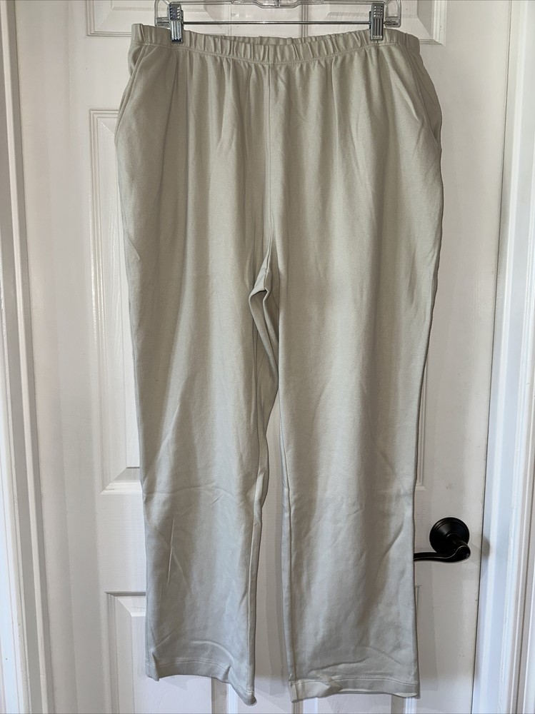 Lands' End Women's 1X Petite Pull On Pant Elastic Waist Pockets Light Stone NEW