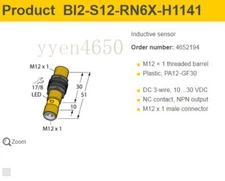 Original TURCK BI2-M12-RN6X-H1141 4652194 Inductive sensor NPN