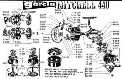 NOS Garcia Mitchell 330, 340, 350, 351, 440, 440A & 441A Fishing