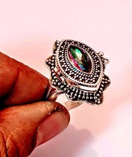 Poison Ring, Mystic Topaz Handmade Poison Ring, 925 Sterling Silver Box Ring