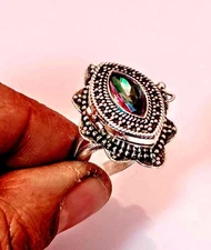Poison Ring, Mystic Topaz Handmade Poison Ring, 925 Sterling Silver Box Ring