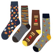 NWT Hamburger Socks 4 Pack Novelty Men 8-12 Crazy Fun Sockfly