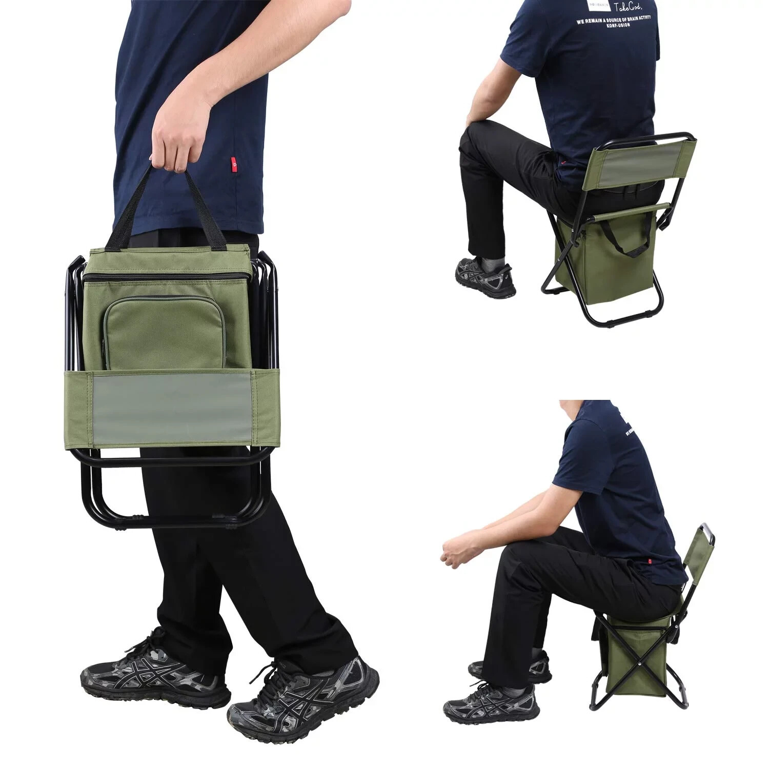 Folding Camping Chair Stool / Insulated Cooler Bag Backpack Ultralight Seat