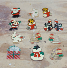 13 Vintage Suncatchers Ornaments Stained Glass Mickey Santa Christmas