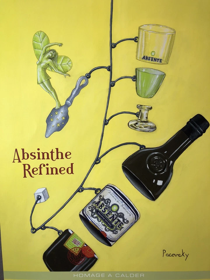 Рекламный плакат АБСЕНТ, Homage A Calder от художника Джона Паковского, новый 19x26"" - Изображение 2 из 4