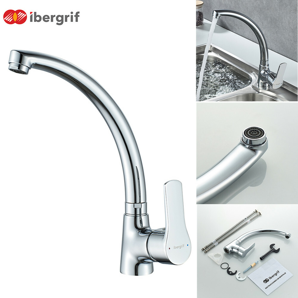 Ibergrif Grifo de Cocina Grifo para baño Fregadero Monomando con Caño Alto