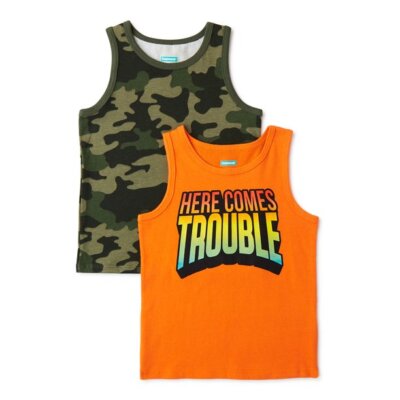 Garanimals Baby Toddler Boys Tank Top, 2-Pack-Camo/Orange