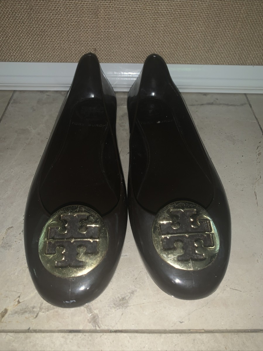 Tory Burch Brown Gold Silicon Ballet Flats Size 7 View 2