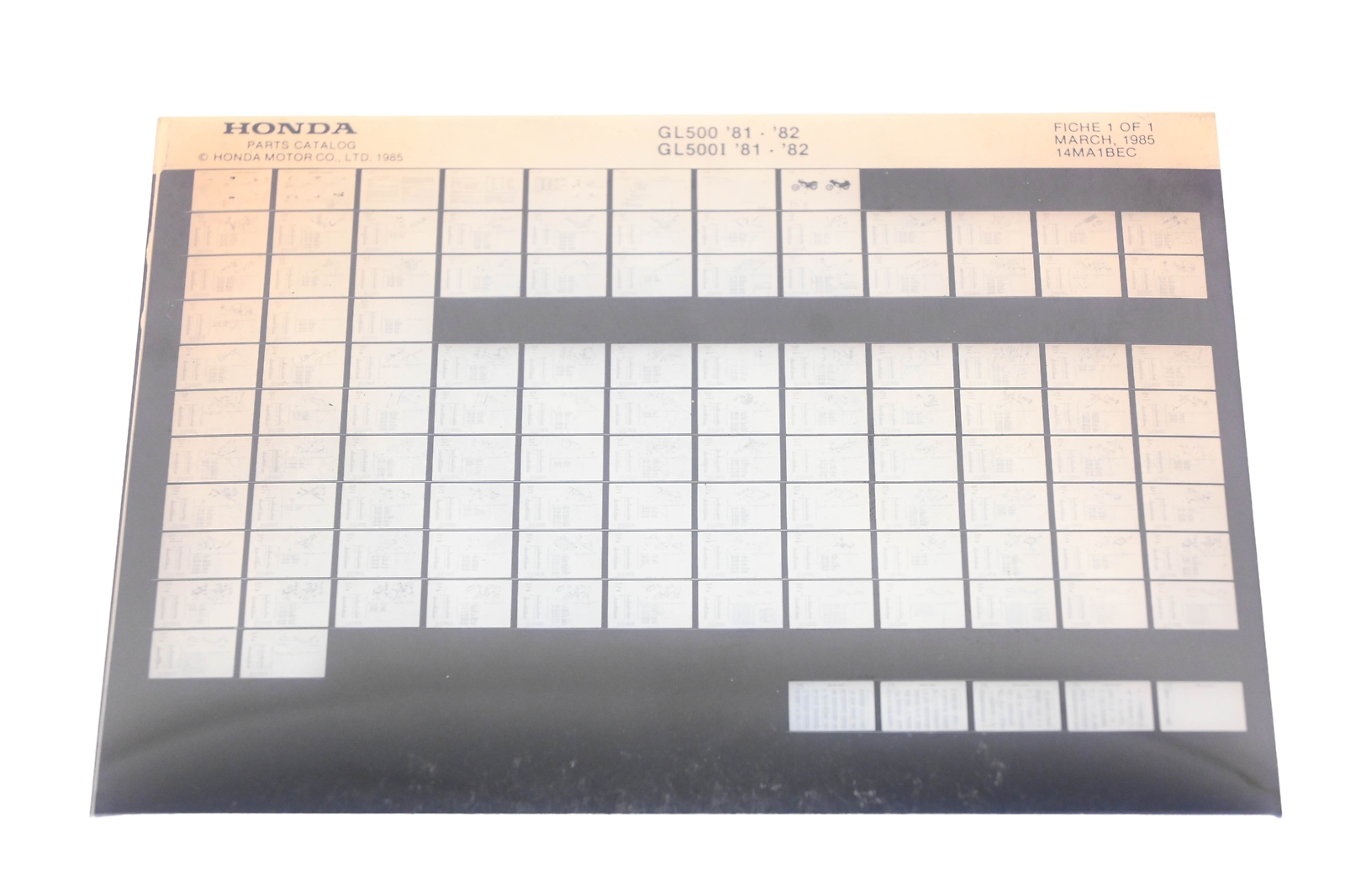 OEM Honda 14MA1BEC 1981-82 GL500 GL500I Parts List Microfiche Rev:3/1985