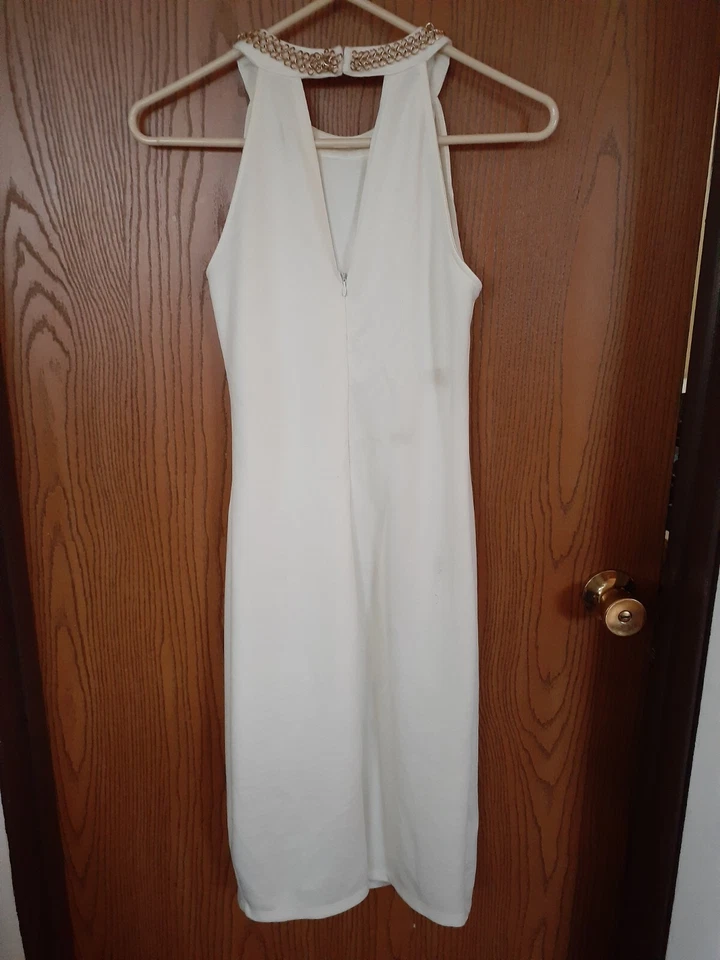 Agaci dress White Size Large Pullover Stretchy Sleeveless Dress W/ Gold Chains  - Image 4 of 4