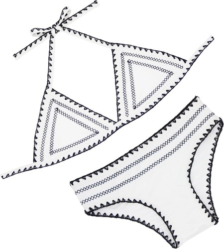 Halter Crochet-Trim Tie Bikini Set Swimsuit Swimwear for Summer - Picture 14 of 14
