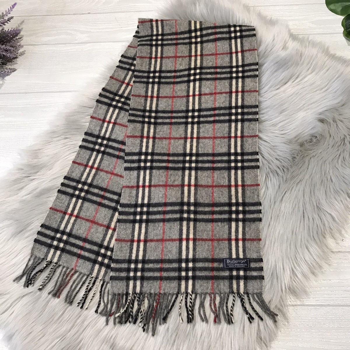 スカーフ Burberry Tiny Check Wool Scarf - Unisex VINTAGE BURBERRY MINI CLASSIC Check Scarf 100% LAMBSWOOL Men
