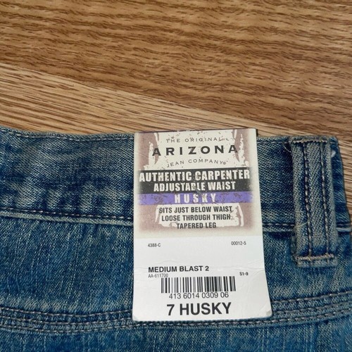 Arizona Jeans Co Carpenter Jeans Denim Boys Size 7 & 7X Husky adjustable waist - Picture 9 of 13