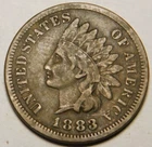 1883 Indian Head Cent Penny  F  VF   "Actual Coin Pictured"