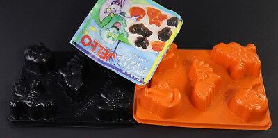 2 Halloween Party Jello Shots Molds Ghost Bat Witch Cat Shake Rattle Jiggle 1998