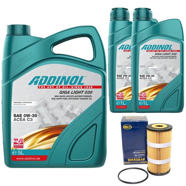 MotoröL Set Addinol 0W-30 Giga Light 7 Liter + ÖLfilter FüR Mercedes Nissan 2.3-image
