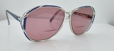 Vintage Swank Eyewear Cara 326 Blue Oval Sunglasses Hong Kong FRAMES ONLY
