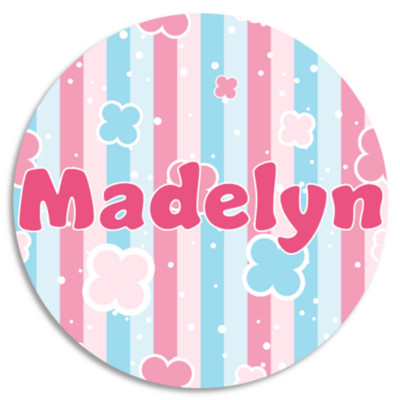 Madelyn - Circle Sticker Decal 3 Inch - Name Tag Water Bottle School