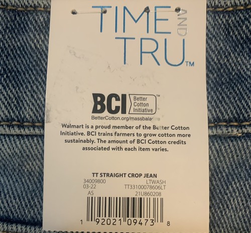 Time &Tru Women's Straight Crop Cut-Off Jean-light wash-High Waisted- sz 18 - Picture 7 of 7