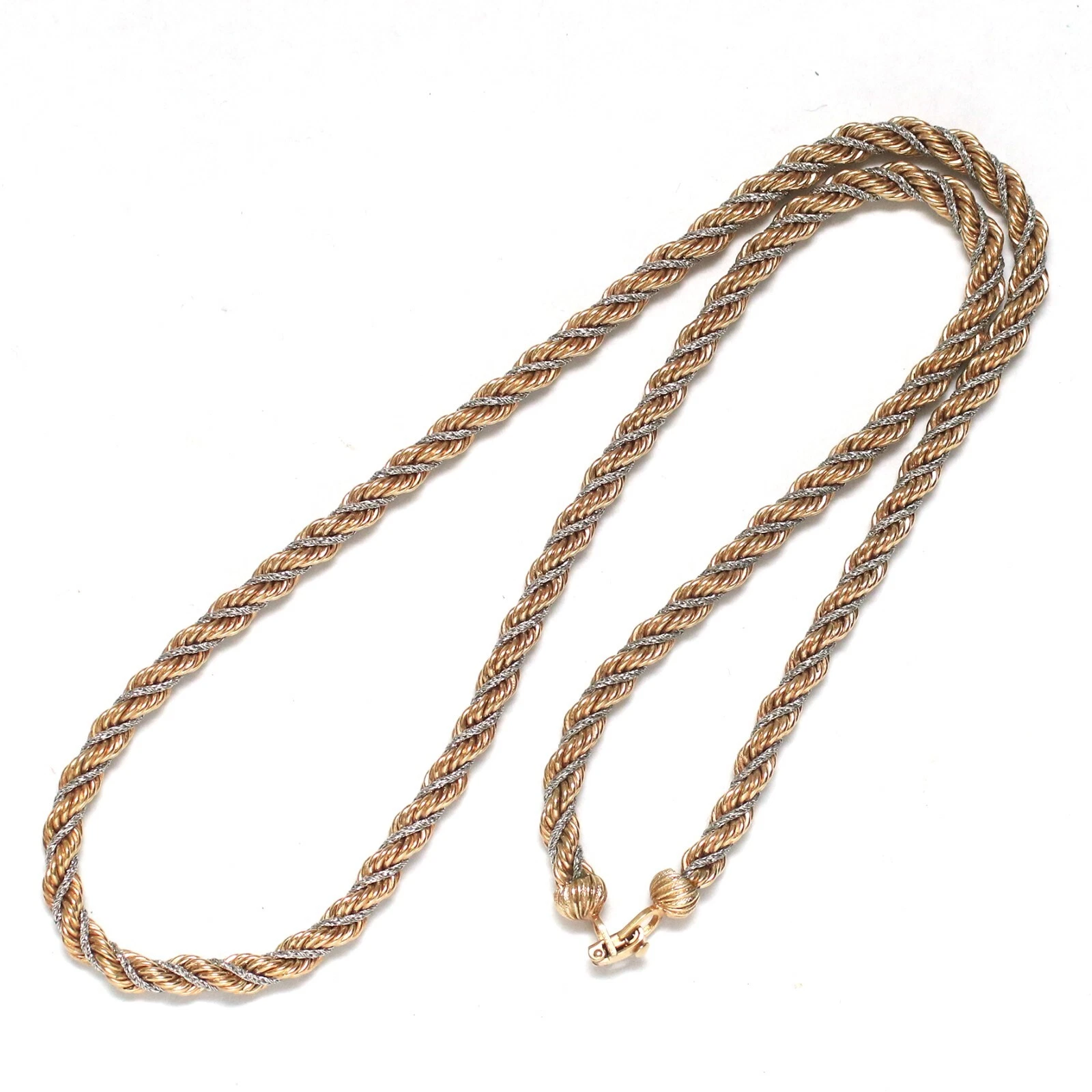 Collana lunga vintage Christian Dior tono oro e argento twist Germania