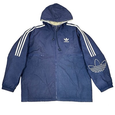 Vintage 90s Adidas Trefoil 3 Stripe Heavy Jacket Puffer Coat