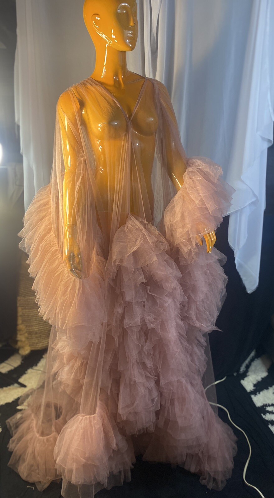 Tulle Ruffle Robe Custom Large Blush Rose Tulle Robe - Gem