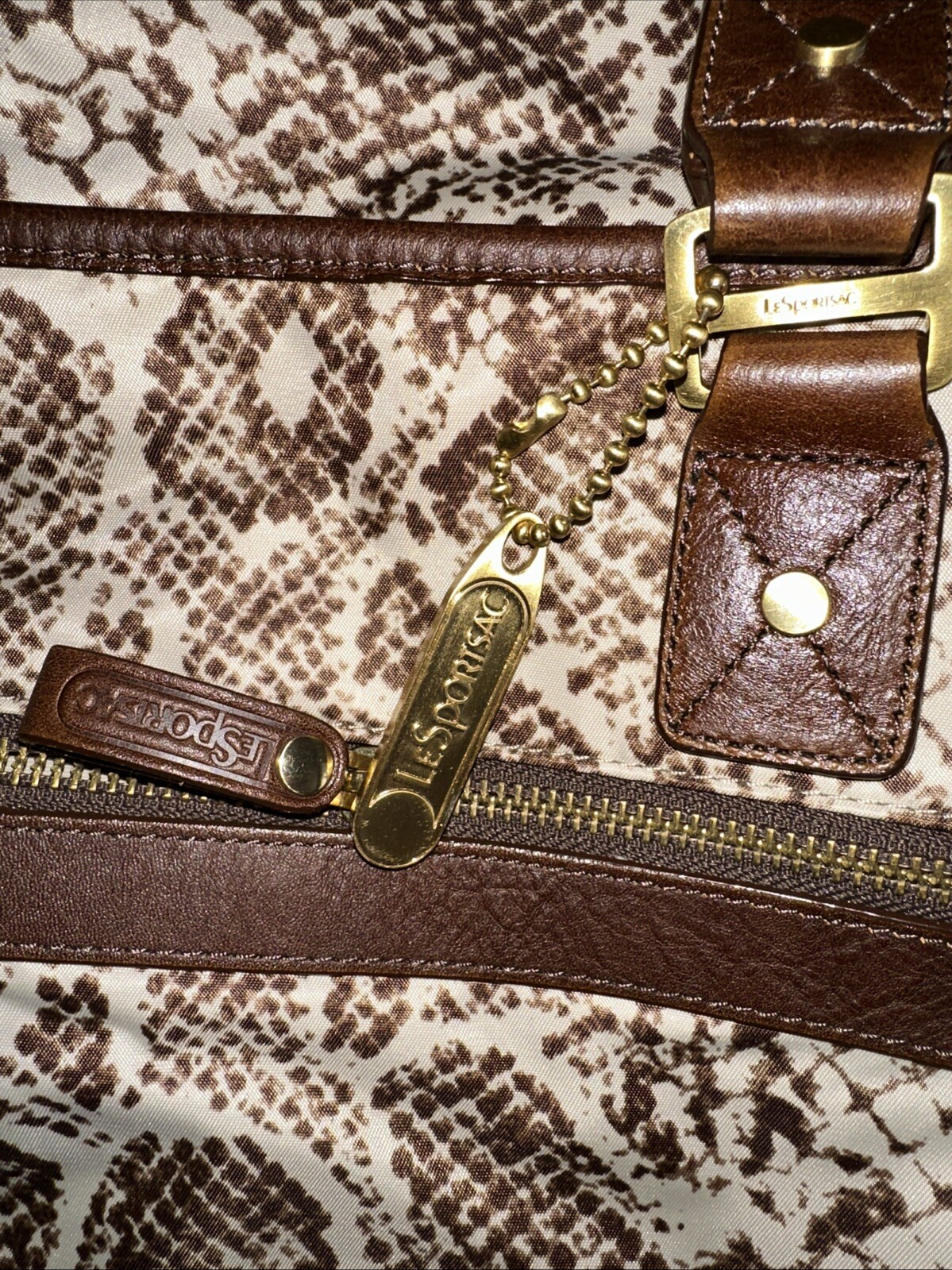 LeSportSac Python Print Leather Large Tote Bag Tr… - image 3