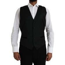 DOLCE & GABBANA Vest Black Silk Waistcoat Dress Formal Men IT54/US44/XL 800usd