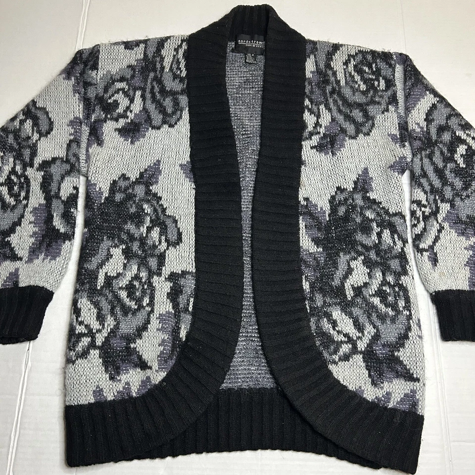 Cárdigan sudadera vintage años 90 Nordstrom para mujer tejido mohair jacquard floral Foto 3 de 4