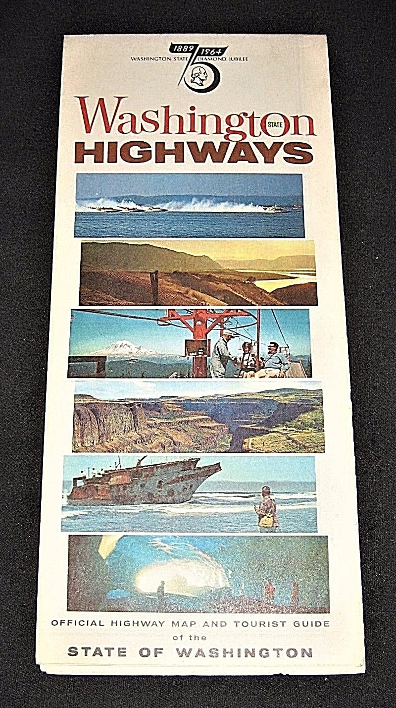 Vintage 1964 Diamond Jubilee Washington State Highways Map & Tourist Guide  | eBay