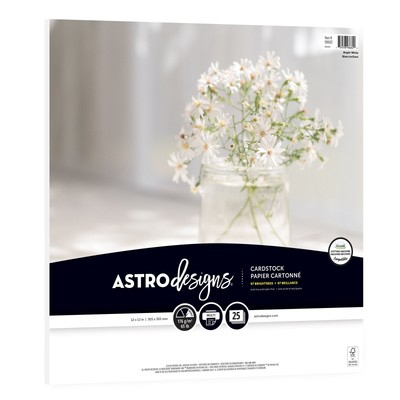 Neenah Astrodesigns 65lb Cardstock Pack 12''X12'' 25/Pkg-Bright White - 3 Pack