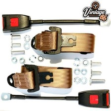 Seat Belt Kit Full Set 3 Point & Lap Belts Static Approved Beige For Classic MG