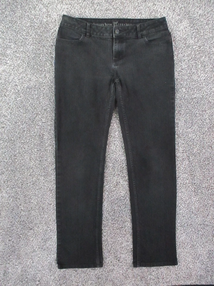 Pantalones de mezclilla Simply Vera Wang para mujer 6 negros rectos tiro bajo lavado oscuro 31x30 Foto 2 de 4