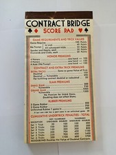 Contract Bridge Vintage Score Game Pad, Rubber Premiums, RARE, Spade Diamond