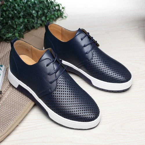 Hombres Zapatos Informales Británicos de Cuero Tenis con Cordones Oxford Transpirables - Imagen 10 de 30